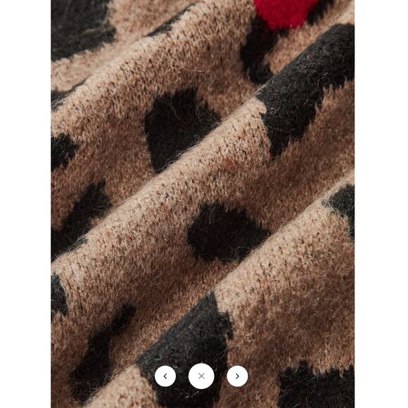 Commense Cherry Leopard Print Knit Cardigan Sz S - Picture 3 of 5